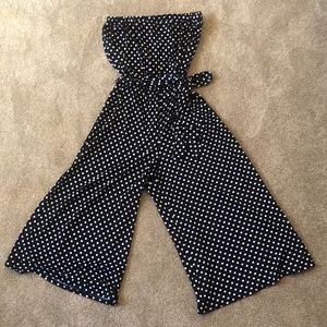 Strapless polka dot romper